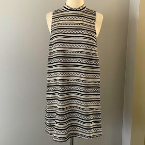 BCBGENERATION striped mini dress mock neck back cutouts 90s black & white XXS